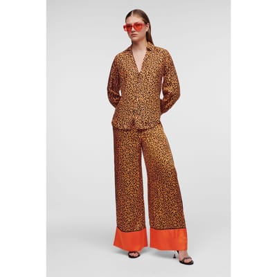 Karl Lagerfeld Leo Printed Wideleg Pants Karl Leopard Orange Taglia: 38 | Pantaloni Outlet | Donna | Arancione