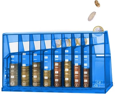 Automatische Muntencassette voor Euro's met Cijfering en Slot