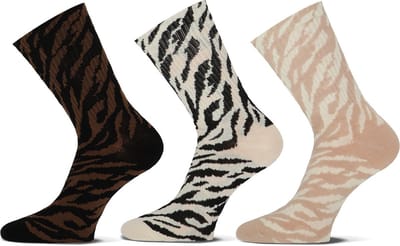 Teckel - Dames Sokken - 3 Paar - Zebra Stripes- 75% Katoen - Maat 36/42