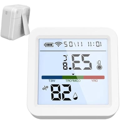 Temperatuursensor - Luchtkwaliteit Monitor - Huis Automatisering - Directe Smart Home Connectie - 7.2 Centimeter - Wit