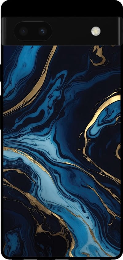 Smartphonica Telefoonhoesje voor Google Pixel 6 met marmer opdruk - TPU backcover case marble design - Goud Blauw geschikt voor Google Pixel 6