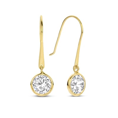 New Bling 9NBG-0454 – 14 Karaat Gouden Oorhangers met Zirkonia 6 mm – Dames Oorbellen – Cadeau voor Haar