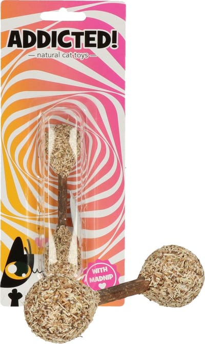 Addicted Wood Dumbell – Kattenspeeltje gemaakt met Madnip – Met Kattenkruid - 10,5 x ø 2,5 cm