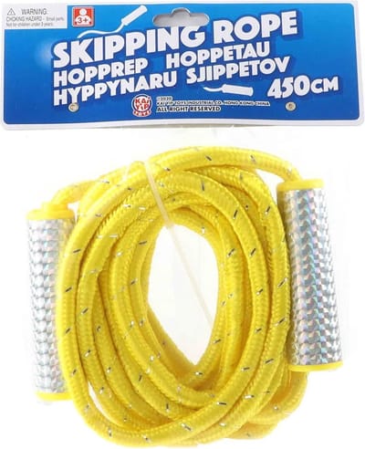 Jonotoys Springtouw speelgoed met glitters - geel - 450 cm - buitenspeelgoed