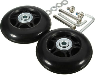 set van 2 - kofferwielen - vervangende wielen voor koffers - rubberen zwenkwielen - lagers - reparatiesets - 60mm x 18mm - Reservewielen - Koffer - Zwenkwielen - Bagagewielen - Met schroeven - wieltjes - zwenkwiel - koffer wieltjes vervangingsset