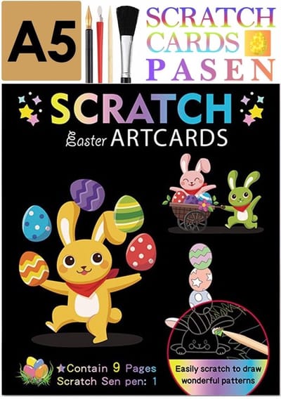 Ainy - Scratch Art Pasen | 9 krastekening incl. scratch pen | Kras tekeningen | Schilderen op kleuren kunst kraskaart | hobby & creatief voor volwassenen en kinderen | Knutselen - ontspanningspakket