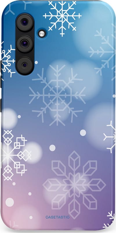 Casetastic hoesje geschikt voor Samsung Galaxy A54 (2023) 5G - Dubbellaagse bescherming - Winterse Sneeuwvlokken - Fashion Case - Lichtblauw Lavendel Lichtgrijs Lichtroze