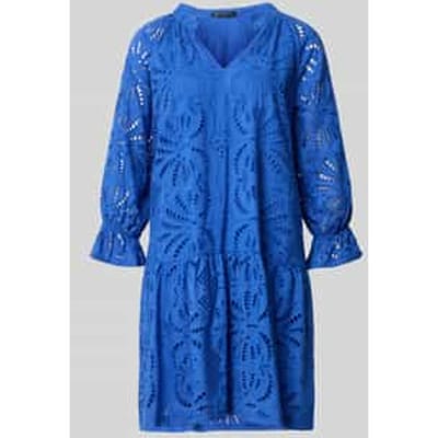 relaxed fit jurk in knielengte met florale all-over opengewerkte stiksels