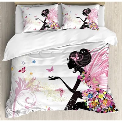Bloemen Beddengoed Set Dekbed Dekbedovertrek Kussenslopen Klaprozen van Lente Seizoen Pastorale Bloemen Bot Beddengoedovertrek Tweepersoonsbed Set AU King(245x210cm)