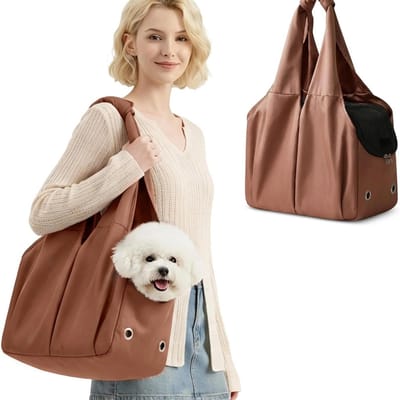 Famanu – Puppy Draagtas voor Kleine Honden en Katten – Ademende Sling Draagtas met Veiligheidshaak, Voor Reizen en Wandelen