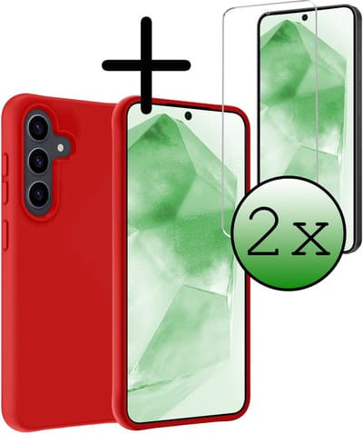 Hoesje Met 2x Screenprotector - Geschikt voor Samsung Galaxy A56 - Sterk & Shockproof - Back Cover - Siliconen Case - Telefoon Hoes - Rood