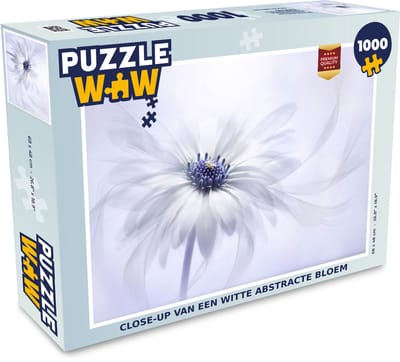 Puzzel Bloem - Abstract - Wit - Legpuzzel - Puzzel 1000 stukjes volwassenen