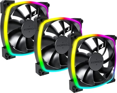 Montech AX120 PWM - Ventilatorhuis 3-pack - 120mm - 59 cfm - 800 - 1600 rpm - 27 dBA - 4-pin PWM - 3-pin ARGB - zwart