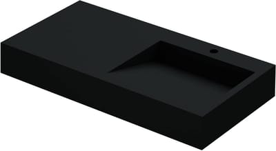 Hangend Wastafel - Wastafel Gietmarmel - Badkamer Inrichting - Slank Randdesign - 100x50x13 cm - Antraciet Mat