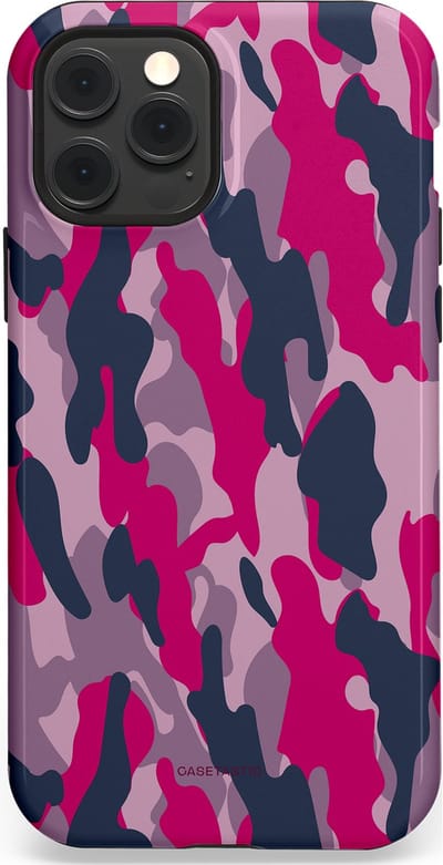 Casetastic hoesje geschikt voor Apple iPhone 12 / Apple iPhone 12 Pro - MagSafe - Dubbellaagse bescherming - Urban Pink Camo - Fashion Case - Lila Roze Donkergrijs Grijs