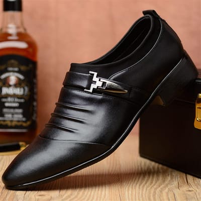 Loafers Heren Stalen Puntige Neus Heren Italiaans Leren Schoenen Verborgen Hak Formele Schoenen 38 brown