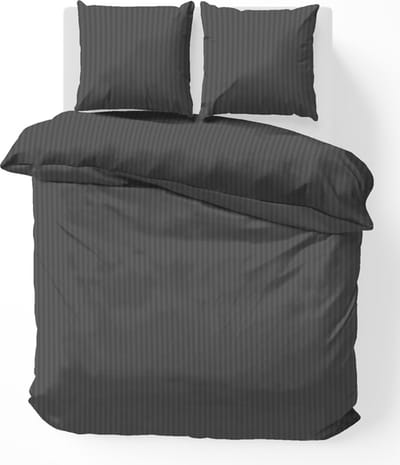 iSleep Dekbedovertrek Satijnstreep - Eenpersoons - 140x200/220 cm - Antraciet