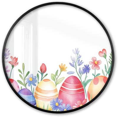Poster in lijst Rond - Fotolijst 60x60 cm - Posters - Bloementuin - Kleurrijk - Eieren - Ronde posterlijst zwart - Decoratie - Wanddecoratie woonkamer - Muurdecoratie slaapkamer