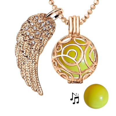 Engelenroeper 18mm Bolhouder met Ketting 90cm en Bolletje - Dames - Roségoudkleurig Cirkels - EBS18045