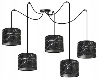 Light Home Werona 2403/20/5P/SR – Hanglamp – Spider Lampenkap – Zwart/Zilver – 5-lichtpunt – Modern & Designer – E27 LED – Verstelbare Hoogte