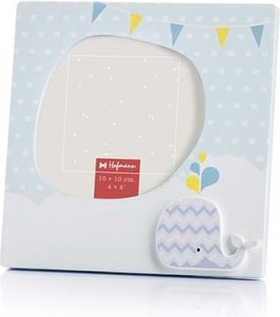 Baby fotolijst - Hofmann - fotolijst 10x10 met walvis - blauw - Mod. 419