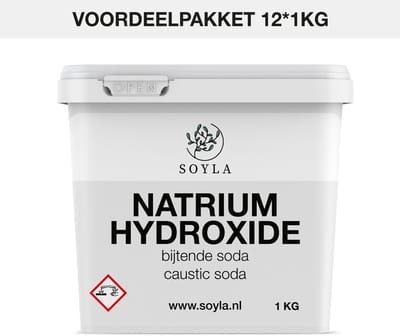 Natriumhydroxide - 12*1 KG - Sodium Hydroxide - Caustic Soda - Bijtende Soda - Natriumhydroxide Voor Zeep - Ontstopper - Afvoerontstopper