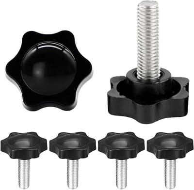 Screw Set - 4 Stuks Ster Grip Schroeven + Gewelfde Vleugelschroeven en Gewelfde Moeren Zwart 40 mm Draad 32 mm Hoofd Corrosiebestendig voor Kunststof, Veelzijdig en Hoogwaardig