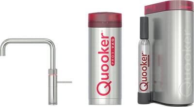 Quooker Fusion square met PRO3 boiler en CUBE reservoir 5-in-1 kokendwaterkraan RVS