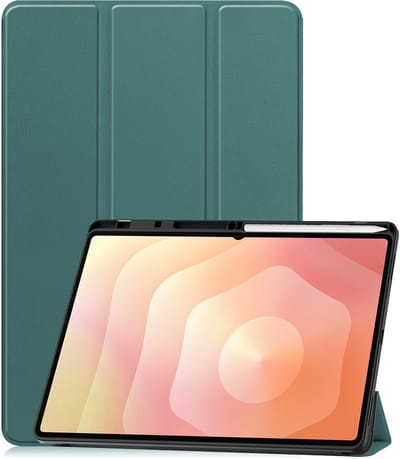 Hoesje - Geschikt voor Samsung Galaxy Tab S11 Ultra - Dun & Stevig - Trifold Bookcase - Hard Cover Case - Met Uitsparing Geschikt voor S Pen - Hardcover Book - Tablet Hoes - Donkergroen