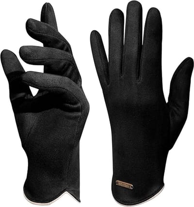 Handschoenen - Handschoenen winter - Winterhandschoenen voor dames - Modieuze slanke suède handschoenen - met touchscreen en thermische voering van kristalfluweel voor op reis - Winddicht, touchscreen, elegant, fleece gevoerd, warm（Zwart）