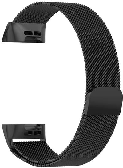 CHPN - Milanees bandje geschikt voor Fitbit - Fitbit Charge 3 en 4 - Milanese bandje voor Fitbit - Zwart - Large - Horlogeband - Excl. fitbit - Armband -Polsband - Stappenteller