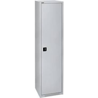 Schäfer Shop Genius draaideurkast FS, staal, met ventilatieopeningen, B 545 x D 420 x H 1950 mm, 5 OH, alu wit/blank aluminium, tot 250 kg