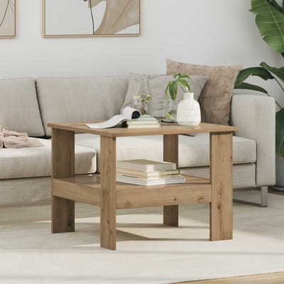 vidaXL - Salontafel - Artisan - Eiken - 57 - x - 55 - x - 45 - cm - Bewerkt - hout