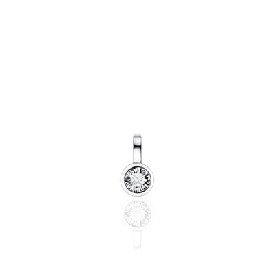 Gisser Jewels - Hanger excl. Collier - Solitaire gezet met Zirkonia in Gladomzetting - 6mmØ - Gerhodineerd Zilver 925 - P1041 - Sieraad - Dames