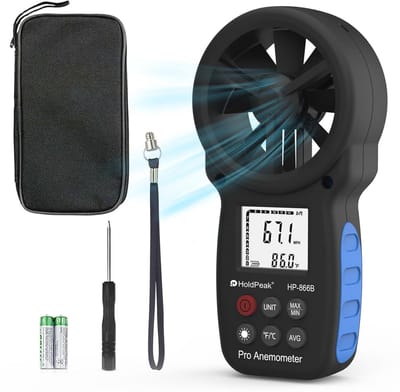 Digitale Anemometer voor Wind Snelheid, Temperatuur en meer - Draagbare Windmeter met LCD Achtergrondverlichting