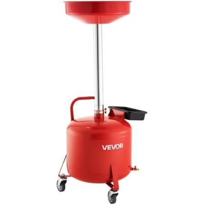 VEVOR 30L olieaftapwagen, olieaftapwagen met verstelbare trechterhoogte, olieaftapcontainer met wielen en gereedschapskist, aftapkraan voor vloeibare brandstof voor autoreparatiewerkplaatsen, rood