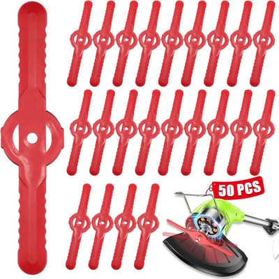 50 stuks kunststof grastrimmers, 135 mm tuinmaaier, vervangende messen, draadloze grasmaaier, snijmessen, grasmaaier, accessoires, gereedschap voor gazon, tuin, boomgaard, bos of pastoraal