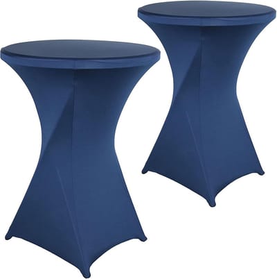 2x Elastisch Cocktailtafelkleed Marineblauw - Ronde Hoge Tafelhoes Stretch 32x43 Inch