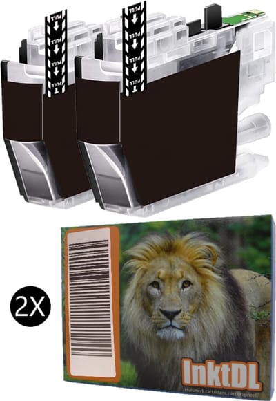 Huismerk geschikt voor Brother LC-421 XL Inktcartridges - Multipack 2X Zwart - DCP-J1050DW - DCP-J1140DW - MFC-J1010DW