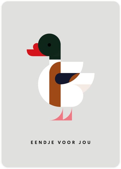 Eendje voor jou - 4x leuke verjaardagskaarten om te versturen - kaartenset - kaart met Bergeend - vier kaarten met vogels