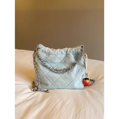 De Zeebries Is Lichtelijk Aangeschoten. Tote Bag, Super Populair voor Vrouwen. Lichtblauwe Diamant Kettingtas, Kleine Crossbody Tas beige
