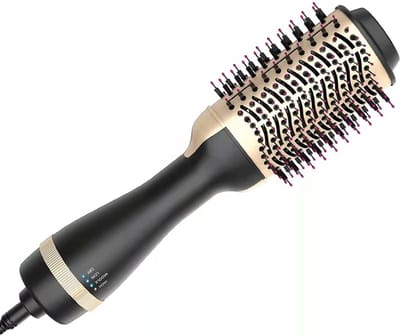 EDMONDO 3-in-1 Föhnborstel rond - Keramische Warmteborstel met Ionentechnologie - Krulborstel - Krulföhn - 1000W - Zwart/Rosé Goud - Magic Brush - Lang/Kort/Stijl/Krullen - Stijlborstel - Hairstyler - Volume en Droog borstel