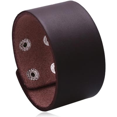 Zorcvens Nouveau Mode Bracelet en Cuir Véritable Noir Marron Pour Homme Femme Punk Vintage Large Manchette Bracelets Bijoux gray