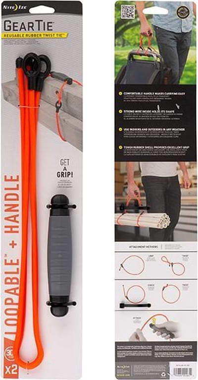 NITE IZE GEAR TIE LOOPABLE + HANDVAT - REUSABLE RUBBER TWIST TIE
