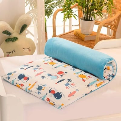 Vloermatras Futon Matras - Opvouwbare Slaapmat - Comfortabel Slapen - Afneembare Hoes - 56x100cm - Geel