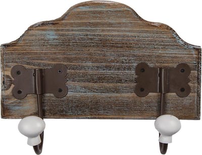 Clayre & Eef Wandkapstok 2 haken 25x9x19 cm Bruin Hout Ijzer