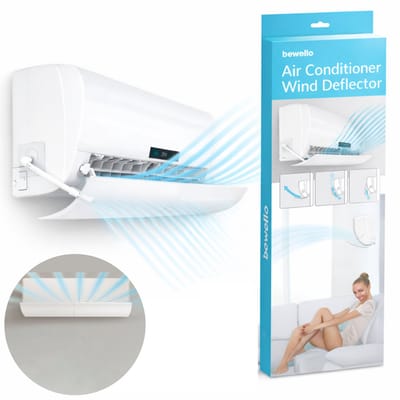 Bewello - Windscherm voor Airco - Windgeleider Universeel 57 t/m 105 cm breedte - (DRAAIBAAR + KANTELBAAR) - Luchtverspreider Flap voor Airconditioning - Winddeflector - Windverdeler Cover Luchtscherm Deflector