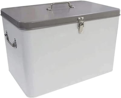 Broodtrommel Metaal - Broodbox Keuken - Brood Vers Houden - Grote Capaciteit - 128 Liter - Wit