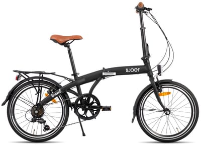 SJOEF Travel Vouwfiets 20 inch - Plooifiets Volwassene - 6 Versnellingen - Compact & Lichtgewicht - Mat Zwart