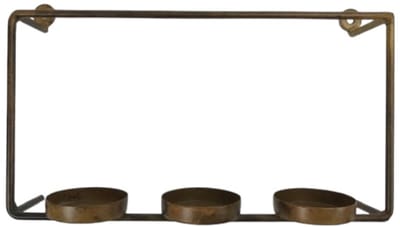 Wand Theelichthouder – 3-vaks – Blauw & Goud – 27x9x15 cm – Luxe Wanddecoratie